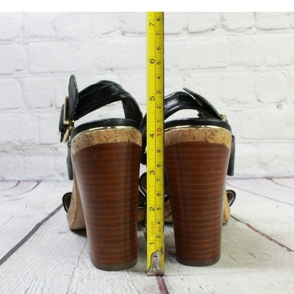 Louise et Cie Black Leather Open Toe High Heel Sling Back Sandals Size 6 M - Picture 6 of 10